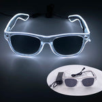 lunettes lumineuses led futuristes transparentes paillettes circuit imprimé élastique fête rave club nuit