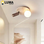 Lampe moderne bois naturel pierre beige interrupteur tactile 249 2000 flux lumineux