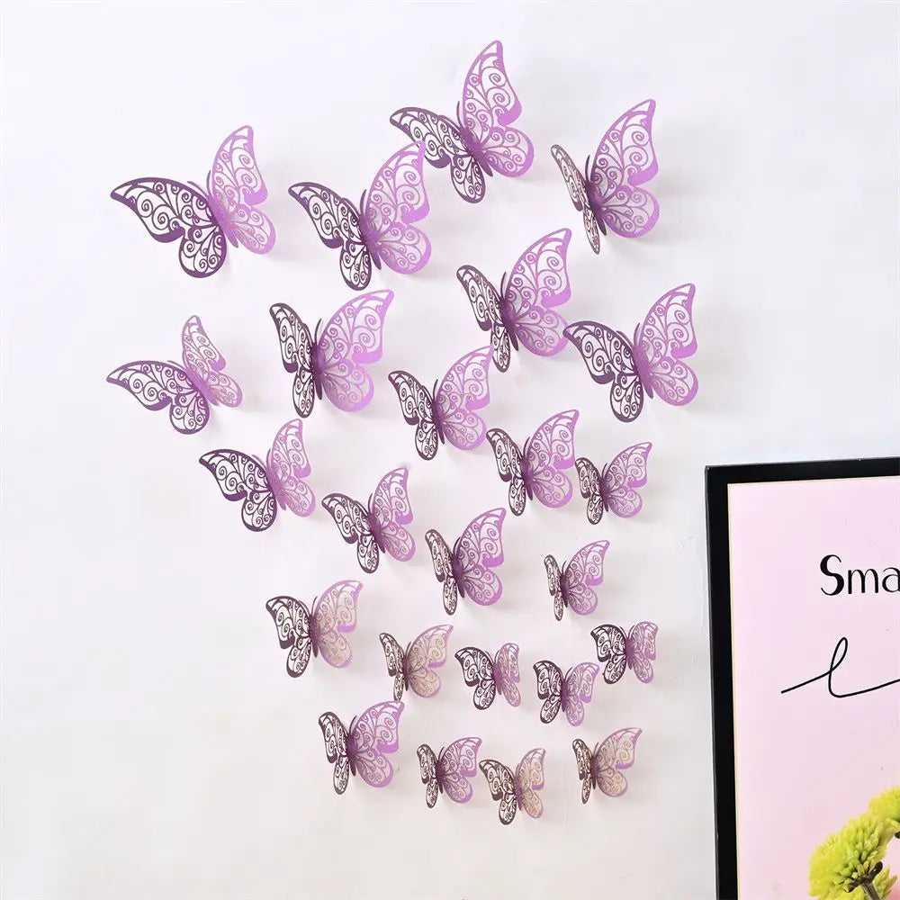 papillons décoratifs transparents artisanal adhésif jaune gris bleu vert rose violet doré rouge blanc