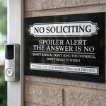 Panneau no soliciting métal noir texte blanc relief classique décoration muraleextérieur jardin 8x12inch