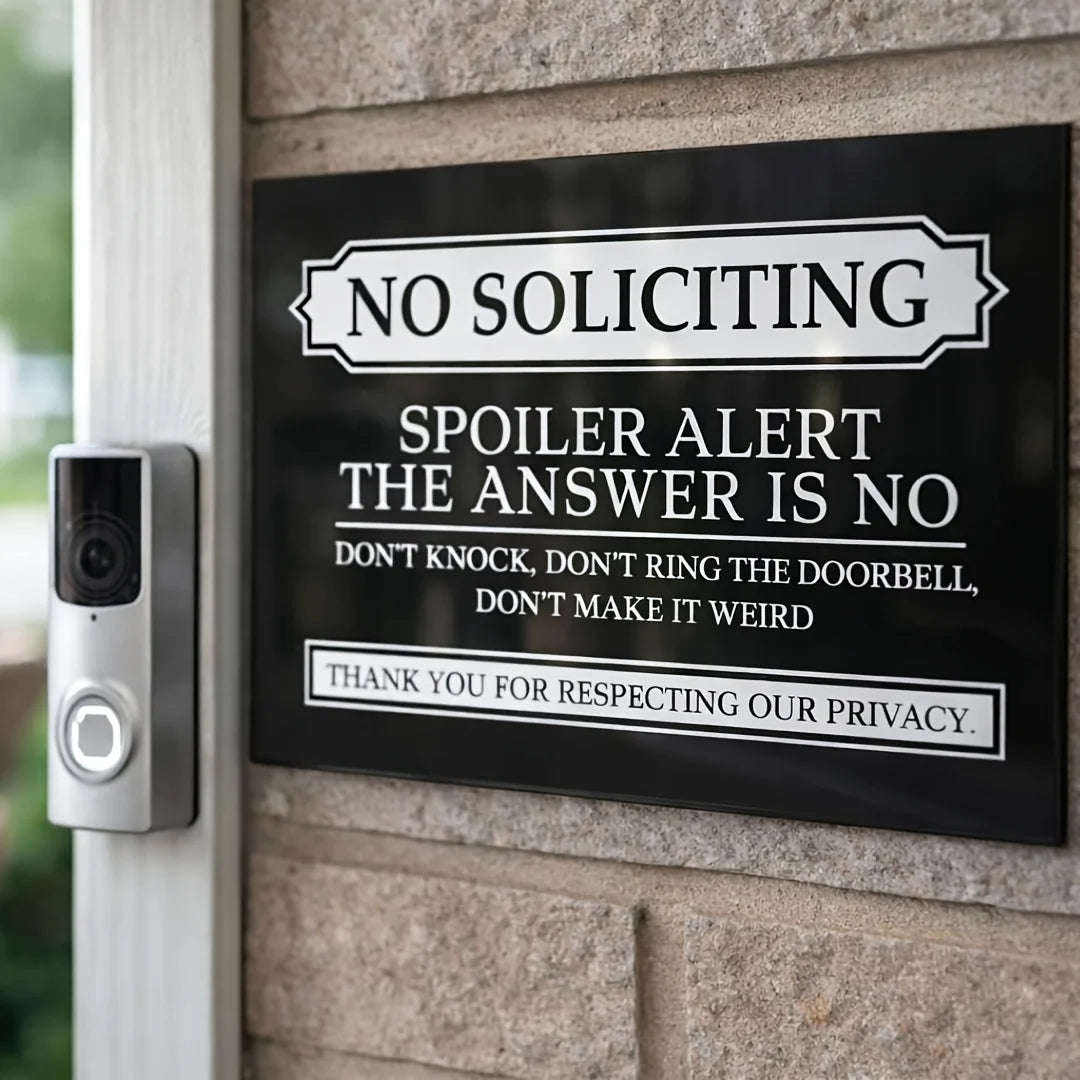 Panneau no soliciting métal noir texte blanc relief classique décoration muraleextérieur jardin 8x12inch