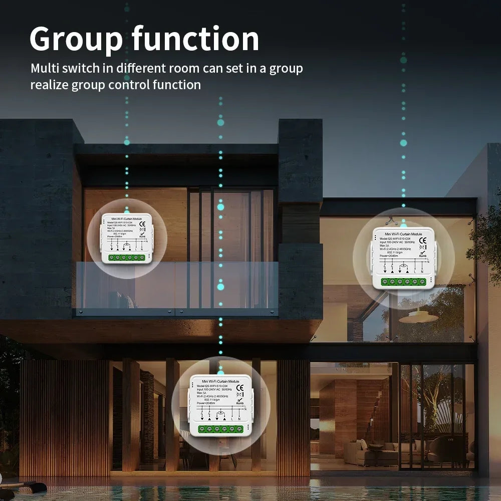 rideau module commutation wi fi blanc moderne clips vis connecteurs électriques 70*76mm 80*80mm 66*102mm