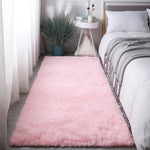 tapis moderne peluche douce blanc rose vert bleu chambre salon lavable repousse saleté