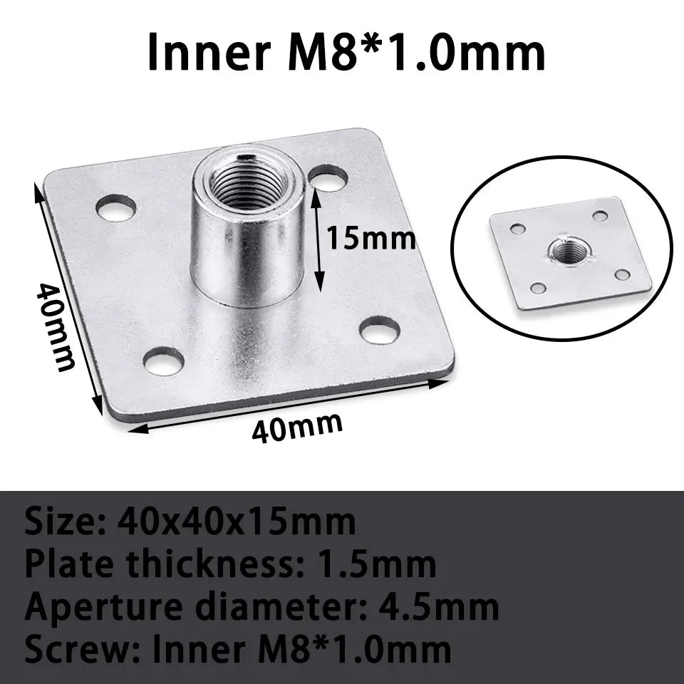 plaque fixation industrielle moderne noir argenté plate lisse m10 m8 m6