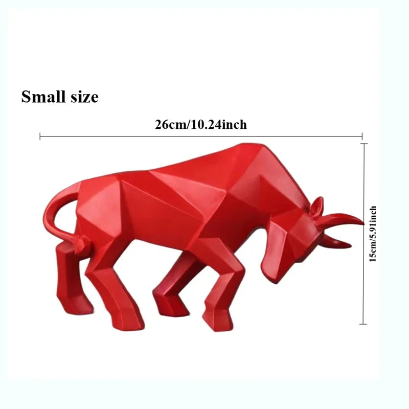 statue taureau résine noir rouge blanc contemporain minimaliste polygone géométrique adhesive decoration maison