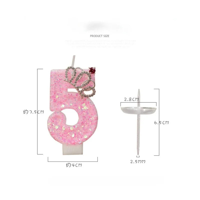 bougies anniversaire forme chiffres rose scintillants dorés festive tringle couronne strassée numéro