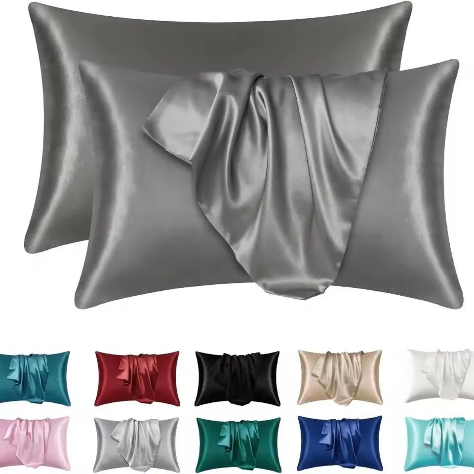 protège oreiller satin cheveux peau ensemble deux housses lit