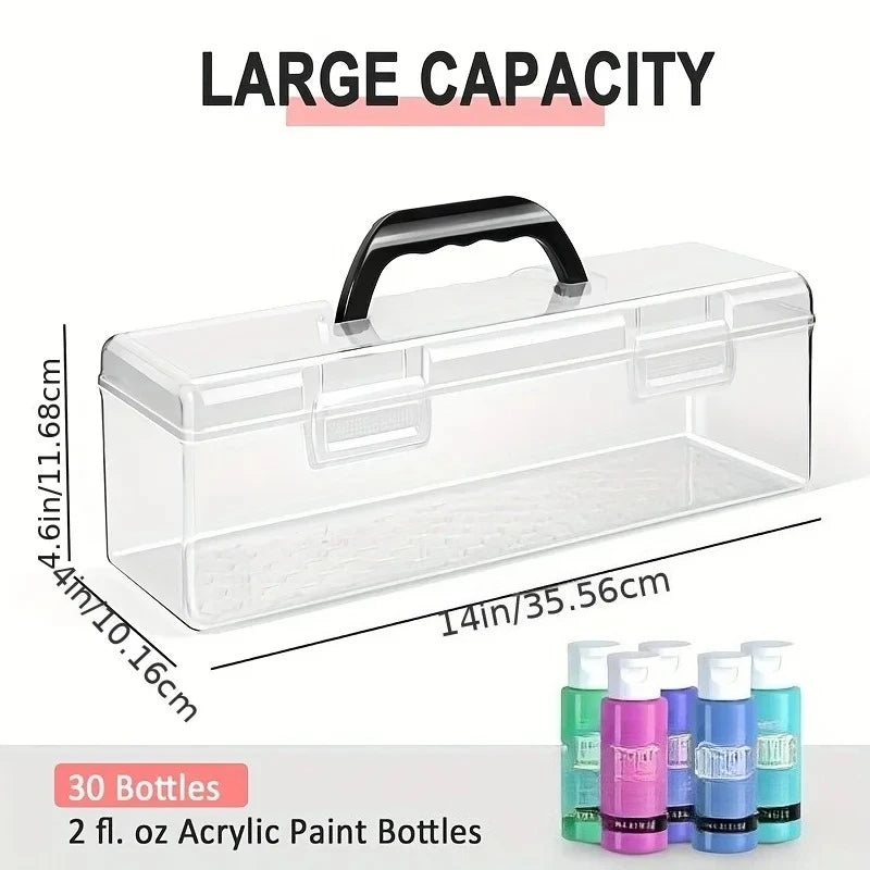boîte rangement transparente poignée moderne outils calligraphie réutilisable plastique pratique