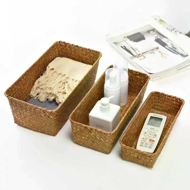 paniers rangement vannerie naturelle tissage traditionnel stockage organisation kitchenettes