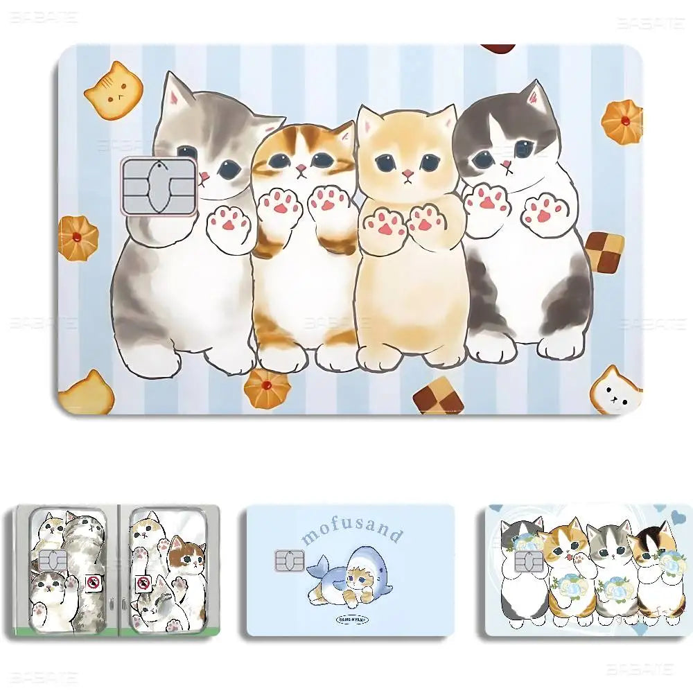 sticker carte crédit dessin animé chats biscuits mofusand waterproo
