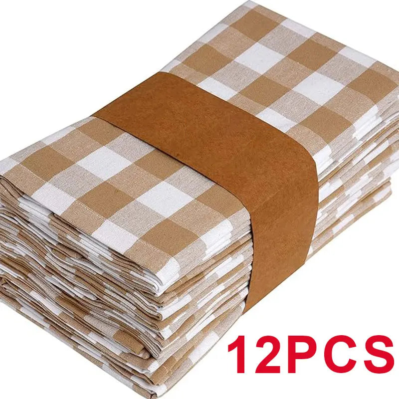 serviettes table orange blanches carreaux classiques pack 12 24 cm45cm