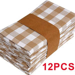 serviettes table orange blanches carreaux classiques pack 12 24 cm45cm