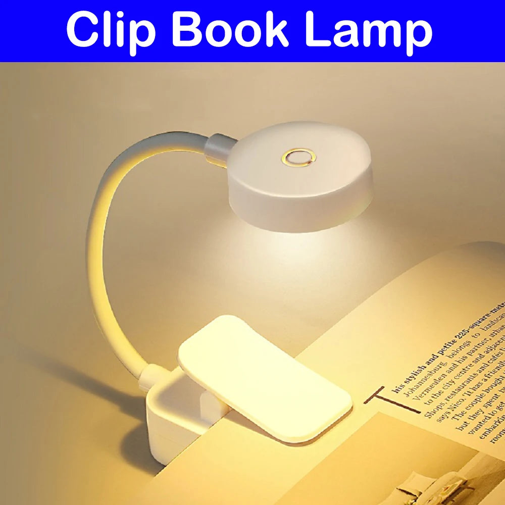 lampe lecture led rechargeable pince portable blanc moderne modes yeux protection batterie aaa
