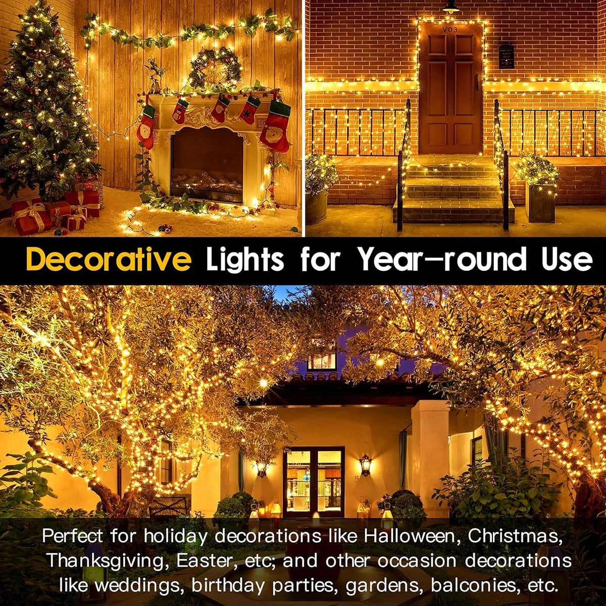 Installation de la guirlande lumineuse sur une rambarde de terrasse avec prise UE