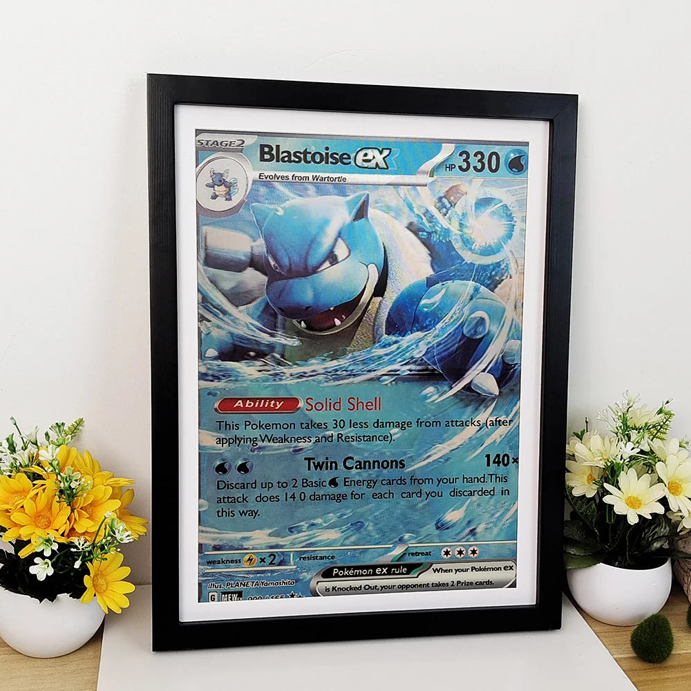 affiche lenticulaire 3d anime pokemon carte charizard squirtle bulbasaur effet 3d art mural orange