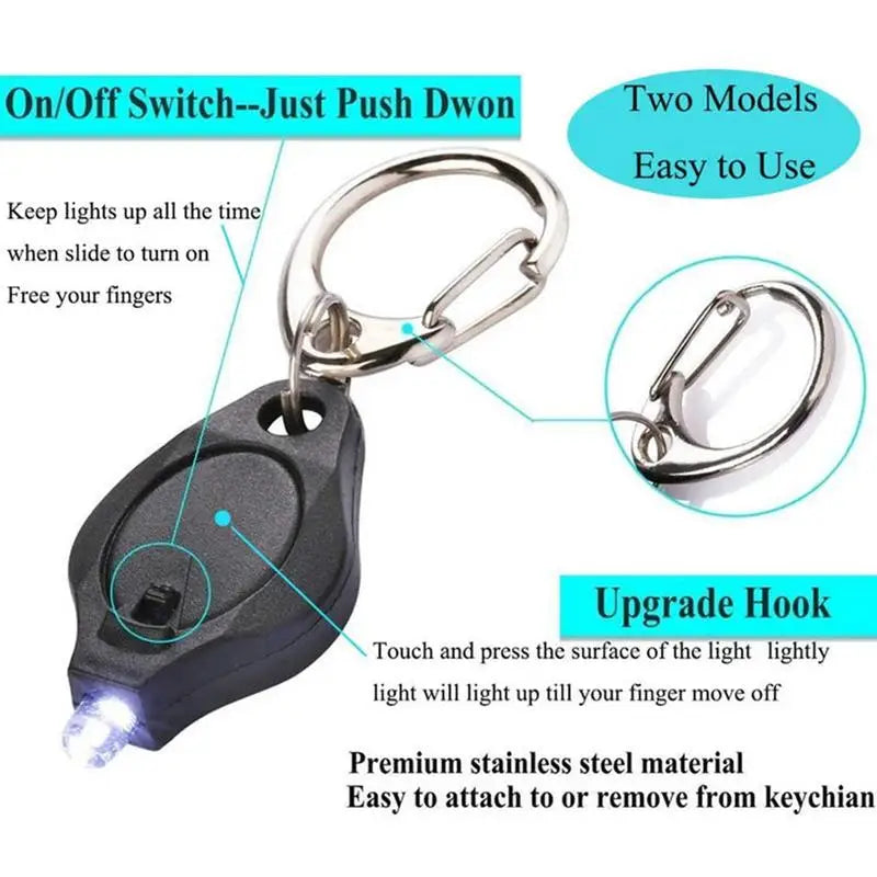 lampe poche portable mini led porte cle usb noir bouton pression