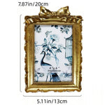 cadre photo vintage shabby chic résine or noir décoration florale vieillie rouleaux vagues nœud