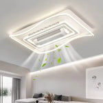 ventilateur lumière led télécommande moderne blanc arrondi fixations invisibles chambre salon