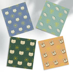 serviettes cuisine réutilisables imprimées motifs sourires géométriques couleurs bleu beige vert modernes pastorales