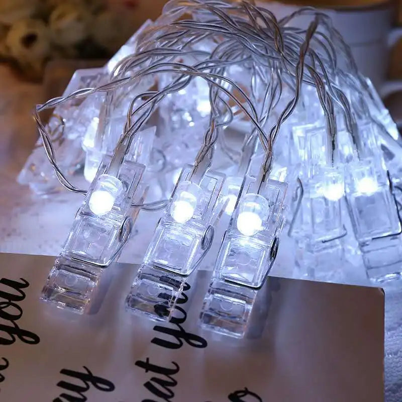 guirlande lumineuse 6m 40leds clip transparent moderne décoration anniversaire noël mariage