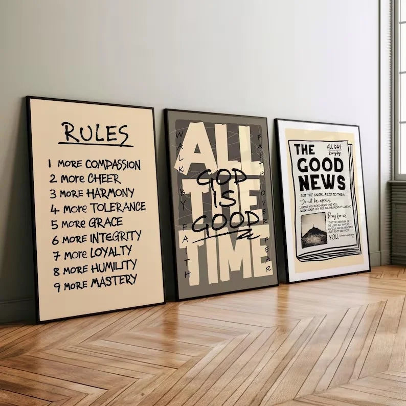 affiches modernes versets bibliques beige gris noir cadres minimalistes decoration intérieure cadeau