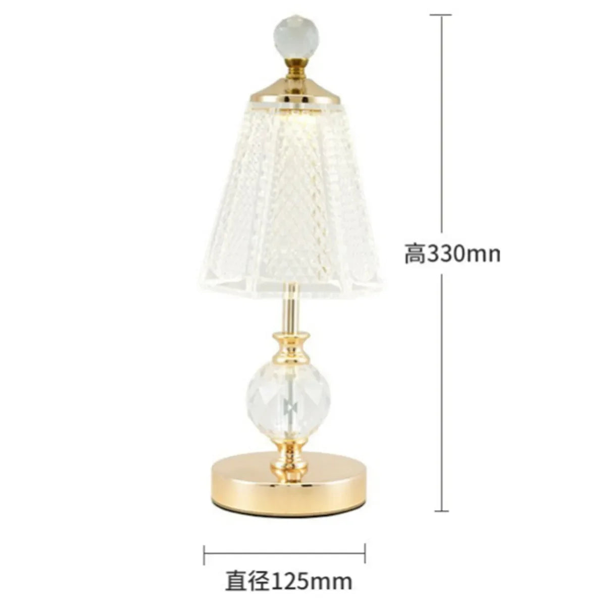 lampe table led or transparent cristal moderne rechargeable sans fil abat jour geometrique