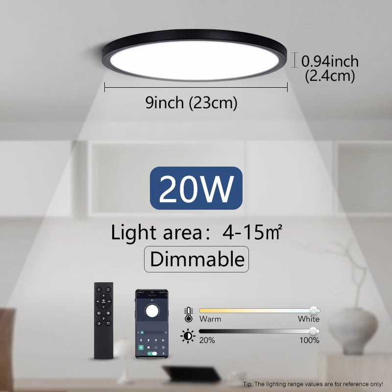 plafonnier led moderne minimaliste noir blanc flux lumineux 2000 82000 télécommande monté surface