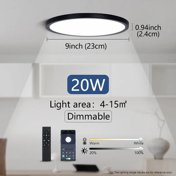 plafonnier led moderne minimaliste noir blanc flux lumineux 2000 82000 télécommande monté surface
