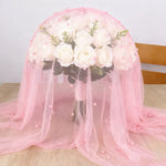 ruban decoratif blanc rose clair valentin noel mariage translucent polyester