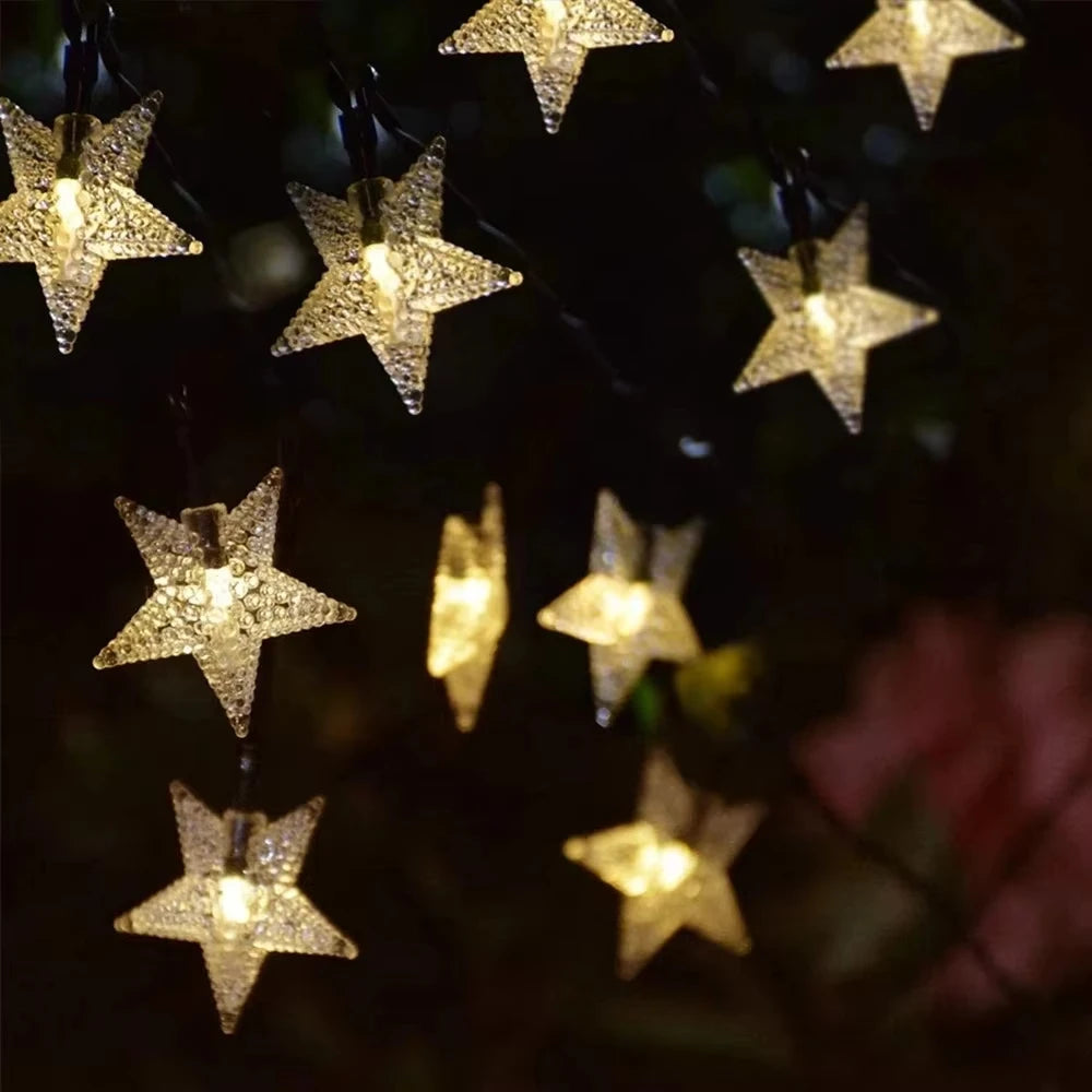 guirlande lumineuse solaire extérieure 5m 20leds 6.5m 30leds 9.5m 50leds multicolore étoiles moderne