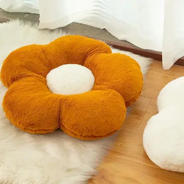 coussin peluche floral couleurs vives motif fleur peluche douce moderne confortable adhésif blanc jaune