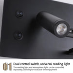 lampe murale moderne charge sans fil port usb noir bronze blanc
