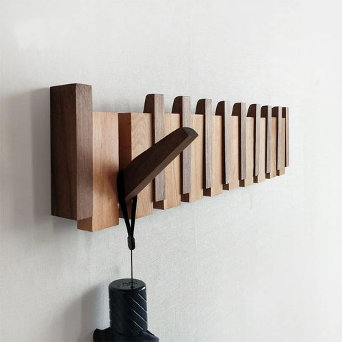 patères murales bois naturel brun foncé minimaliste modernes sacs chaussures décoration muraleHooksMultiples