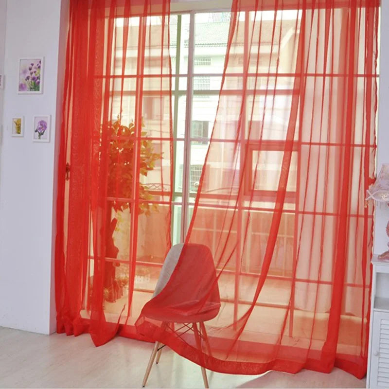 rideaux tulle transparent polyester bohème décoratif chambres salons rouge vert jaune