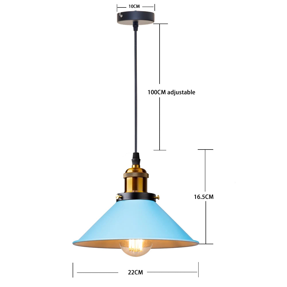 Suspension lumineuse conique minimaliste gris vert jaune bleu rose blanc câble suspendu chambre salon