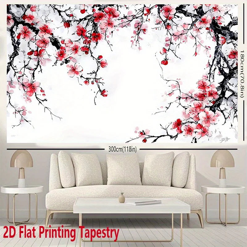 tapisserie murale moderne motif fleurs cerisier branches noires décoration intérieure chambre salon polyester