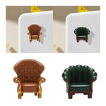 fauteuil miniature vert marron simili cuir boutons dorés adhésif décoration intérieure classique sticker aimant