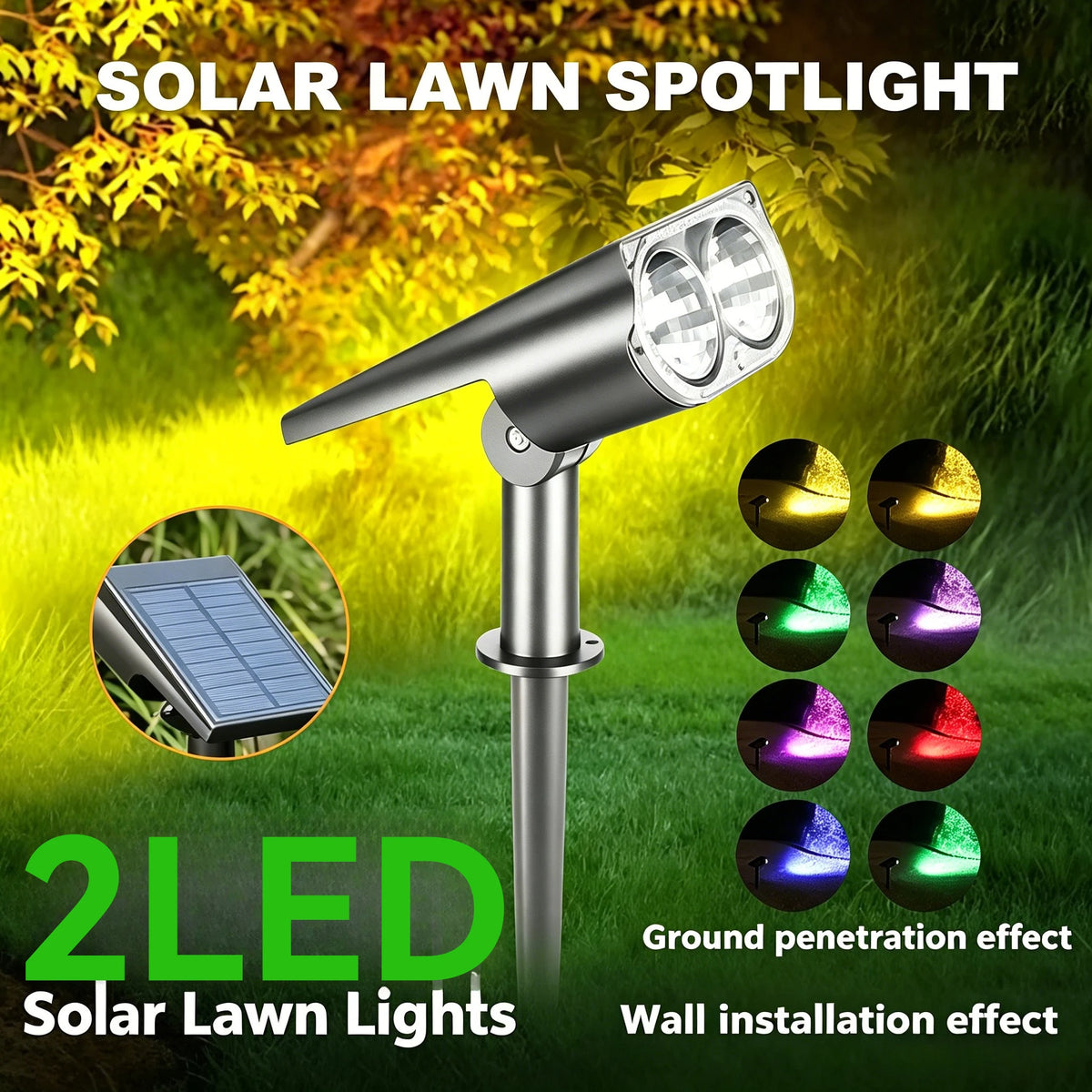 projecteur solaire led réglable ip65 étanche moderne noir fixations œilletsextérieur jardin led waterproof