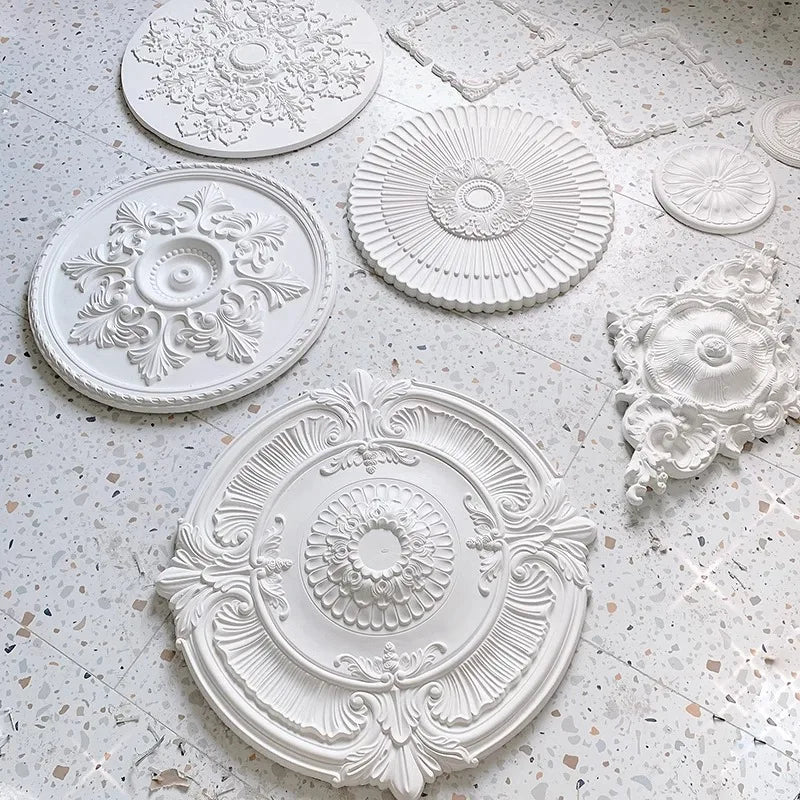 décoratif blanc ornements floraux classique 50cm diamètre 2.8cm épaisseur