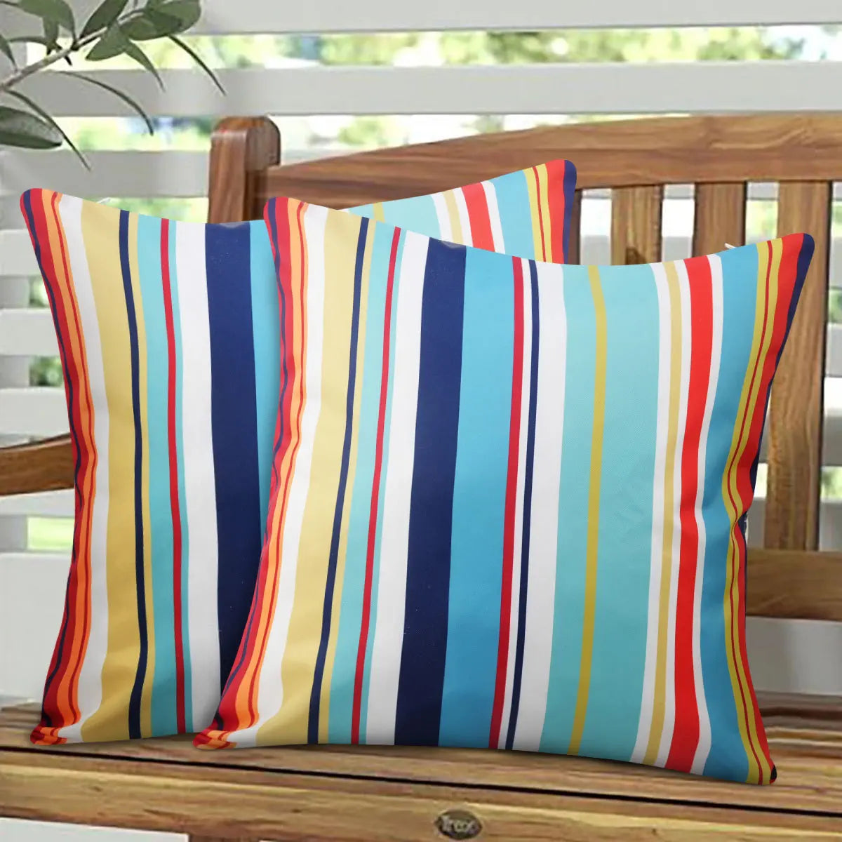 housses coussins polyester rayées bleu rouge jaune blanc extérieur intérieur voiture maison moderne 45x45cm