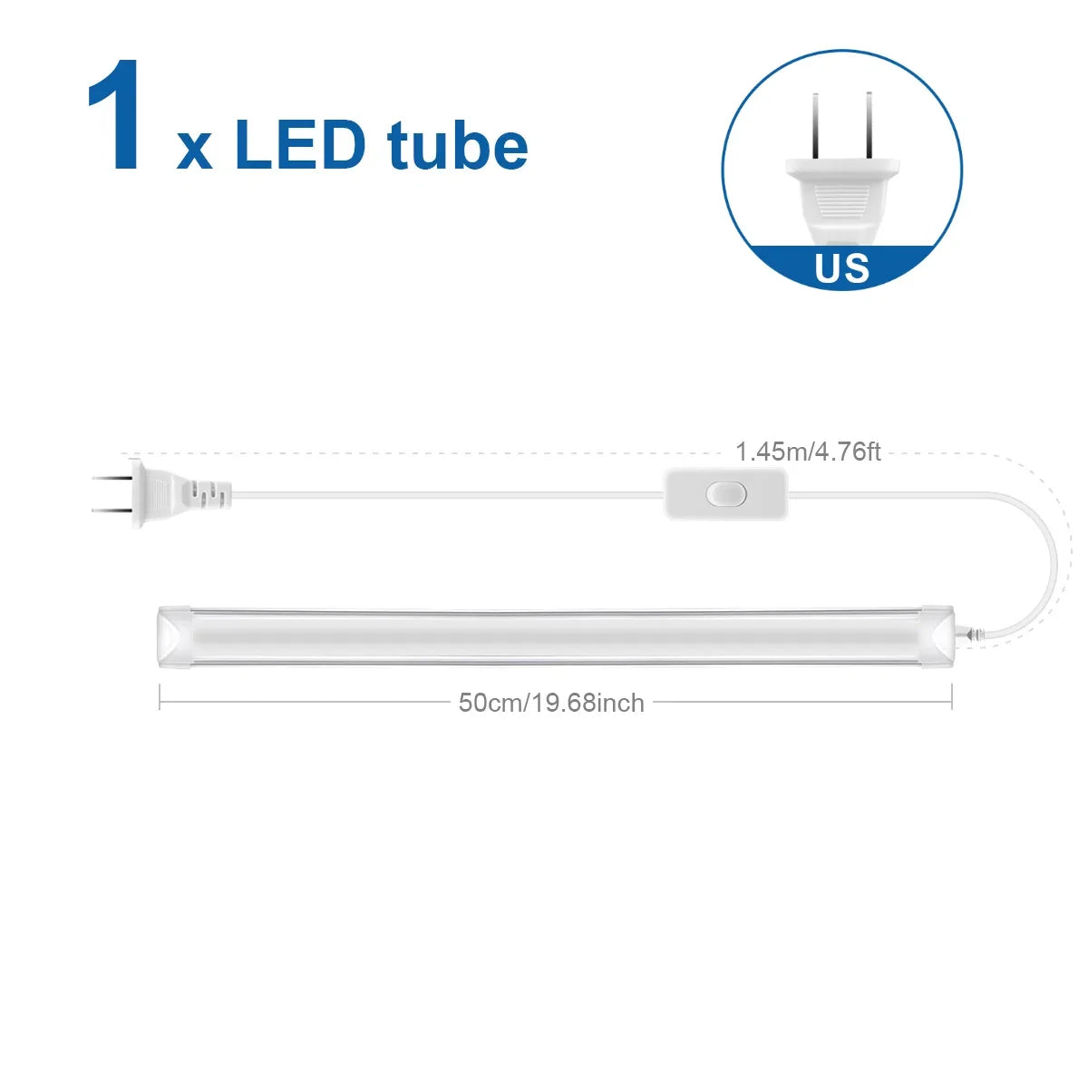 tube led blanc lisse ultra lumineux 50cm moderne clips inclusion connecteur fil blanc modernité