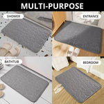 tapis bain microfibre gris beige rose texture cailloux antidérapant rapide absorbant moderne salle bain
