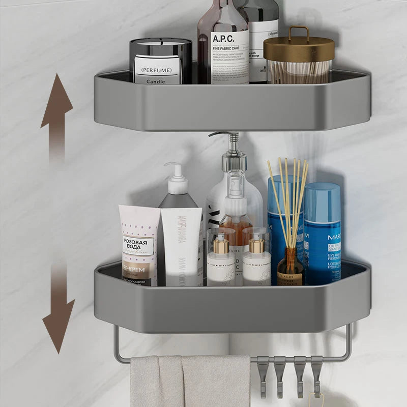 étagère d'angle aluminium noir mat salle bain moderne étagère gris mat salle douche clips