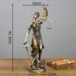 statue justice résine bronze doré décoration classique balance épée livre moderne chambre