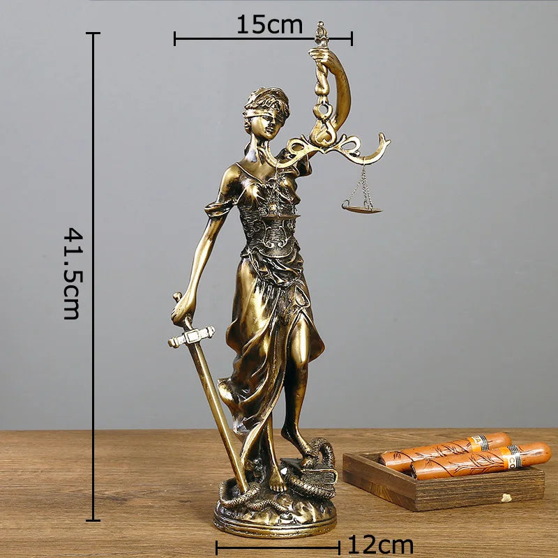 statue justice résine bronze doré décoration classique balance épée livre moderne chambre