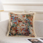 taies d'oreiller jacquard vintage motif floral multicolore coton polyester adhésif lit maison