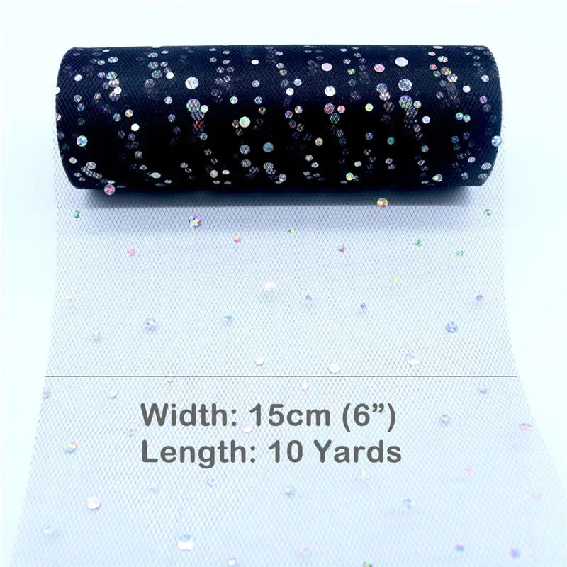 tulle paillettes bleu rose vert violet noir blanc 15cm 10yards polyester décoratif mariage anniversaire