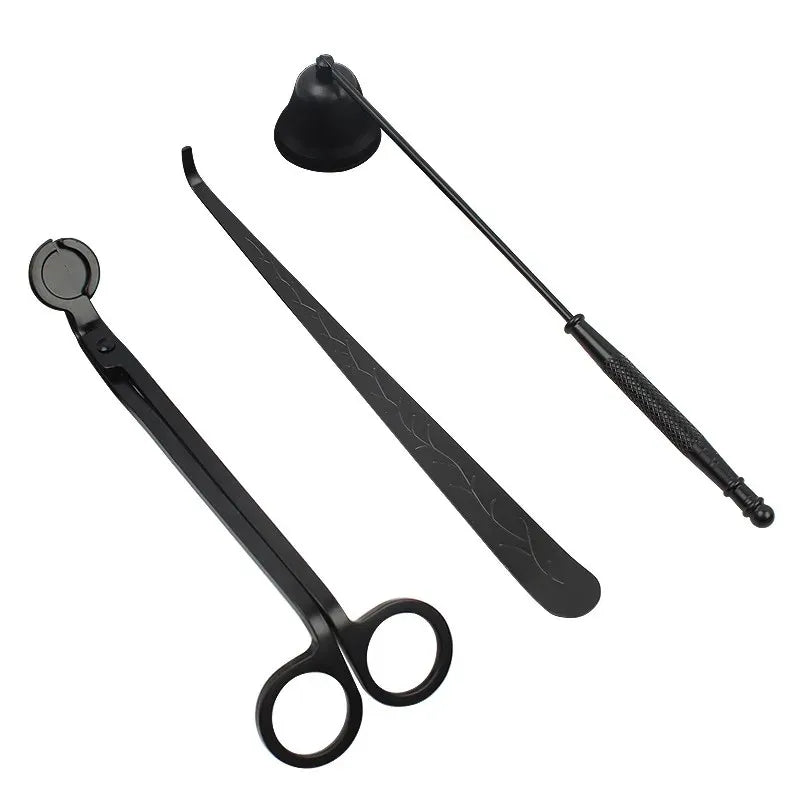 outils bougies couteau cloche extinction plateau moderne noir doré argenté lisses opaques