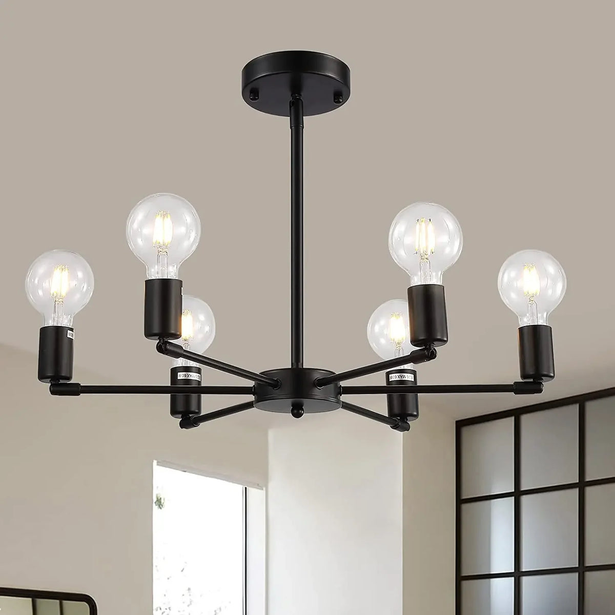 chandelier industriel moderne or noir ampoules e26 verre transparent