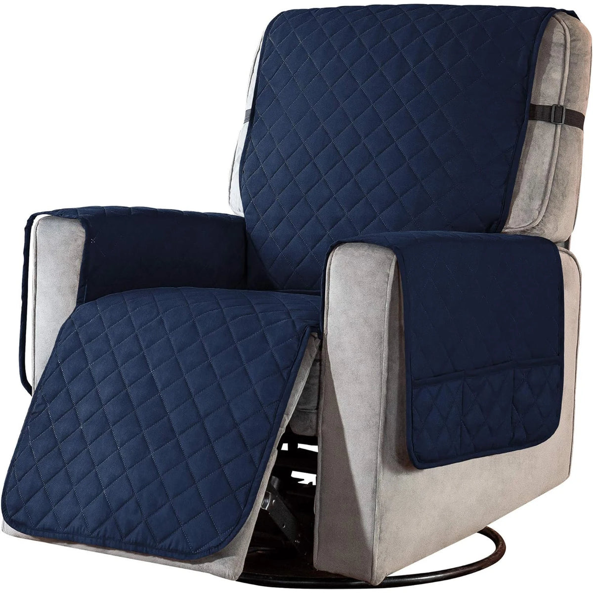 couvre siège fauteuil inclinable polyestère quilted gris moderne sécurité poche rangement machine